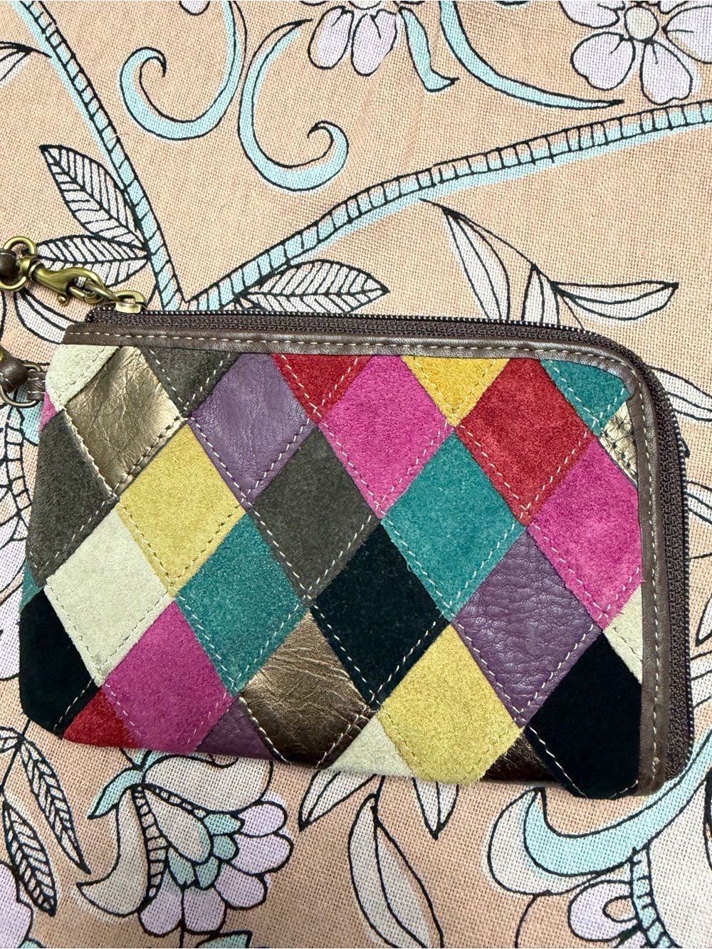 Fossil Multicolor Diamond Patch Leather Wristlet Wallet - Women